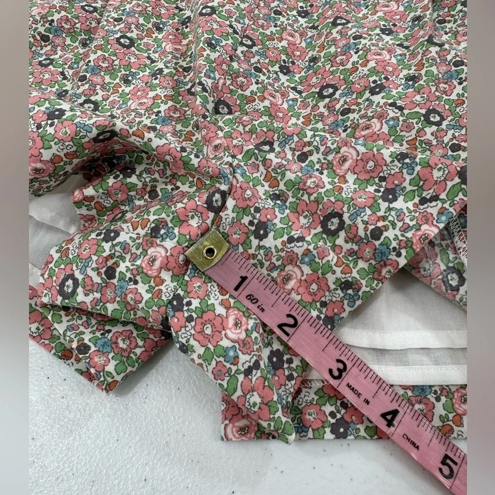 English Factory Micro Floral Ruffle Waist Shorts Red Trim Cottagecore Size Large